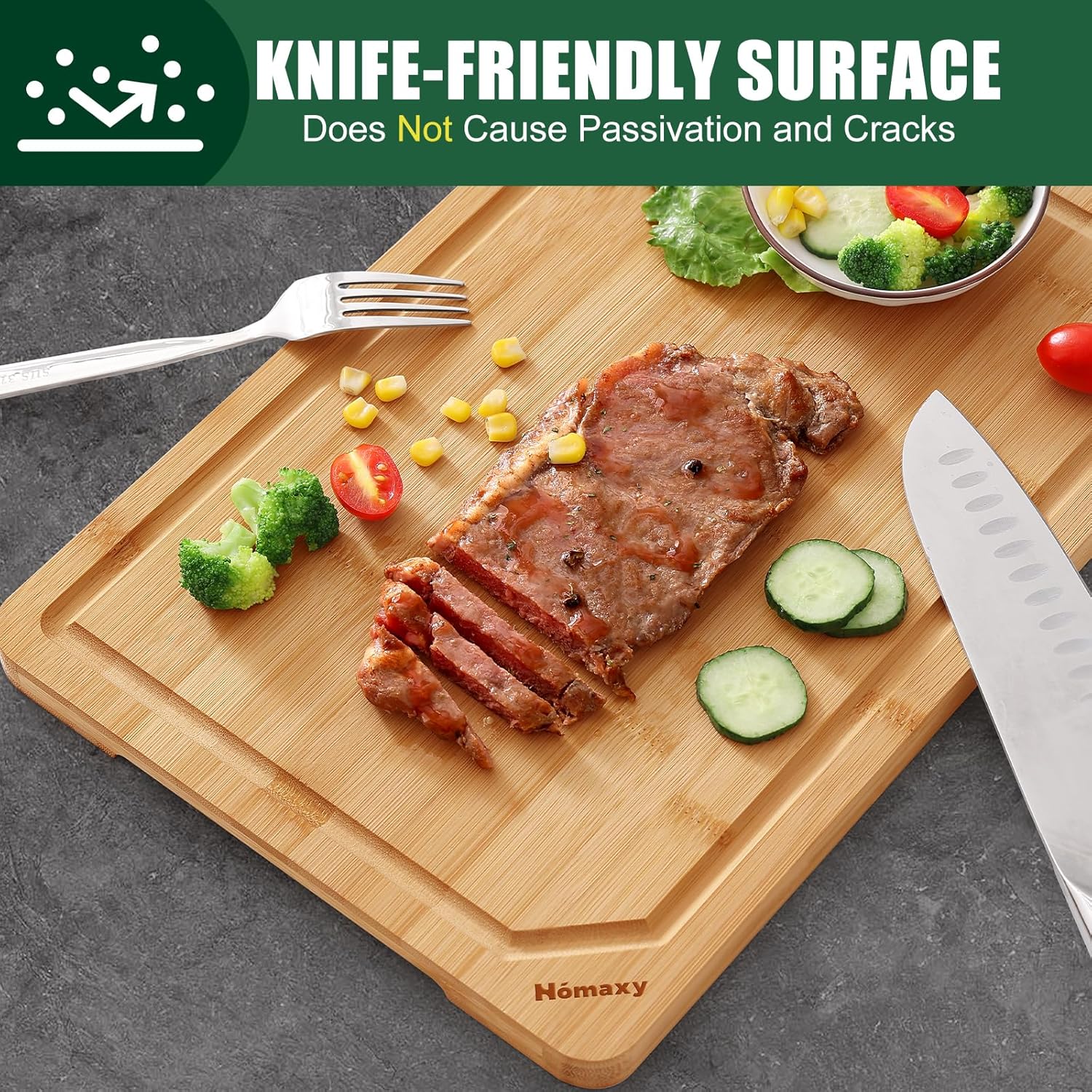 Homaxy Extra Large Organic Bamboo Cutting Boards for Kitchen, 24"x18" Wooden 3XL Cutting Board with Juice Groove and Handles, Charcuterie Butcher Block Wood Serving & Chopping Board - Pre Oiled