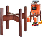 Drink Dispenser Stand - Ideal for Drinks Beverages Water Lemonades and Juices - Adjustable, fits Various Sizes of Glass Plastic and Ceramic Dispensers [1-2 Gallon cap] - Dark Wood