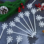 30pcs Snowflake Drink Stirrers Christmas Plastic Swizzle Sticks Beverage Winter Stir Sticks Reusable Coffee Cocktail Stirrers Bar Supplies for Cocktail Xmas Party Decor Winter Holiday Cocoa Bar