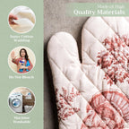 Maison d' Hermine Oven Gloves 100% Cotton Oven Mitt 7" x 13" with Loop Heat Resistant, BBQ, Cooking Gloves, Baking, Grilling, Kitchen, Handling Hot Pans (Pack of 1, Holy Jouy - Brown)