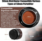 IKAPE 58MM Coffee Distributor, New Wooden Handle Design, Gravity Adaptive Espresso Distributor Fits All 58.35MM Espresso Portafilter, Compatible with 58.35MM Rancilio Bottomless Portafilter