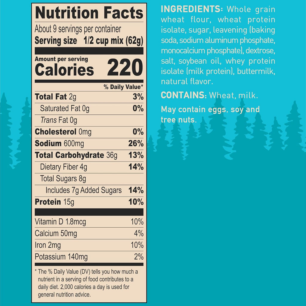 Krusteaz Protein Pancake Mix, Buttermilk Pancake Mix, 100% Whole Grain Flour & 15g of Protein Per Serving, Also Makes Waffles, Just Add Water (1.25 Pound (Pack of 2))