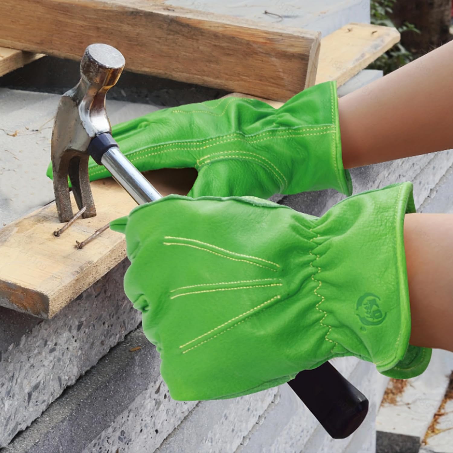 Leather Work Gloves for Men & Women, Reinforced Durable Gardening Gloves,Cowhide Work Gloves,Puncture & Cut Resistant