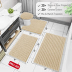 Arotive Luxury Chenille Bathroom Rug Mat, Extra Soft Thick Absorbent Shaggy Bath Rugs, Non-Slip Machine Wash Dry, Plush Bath Mats for Bathroom, Shower and Tub, 36x24, Cream Beige