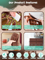 (120PCS) 6 Models Deep Chocolate Bar Mold - Food Grade Silicone Mold for Dubai Chocolate Bar Pistachio,With Recipes/Scraper/Wrapping Paper/Stickers