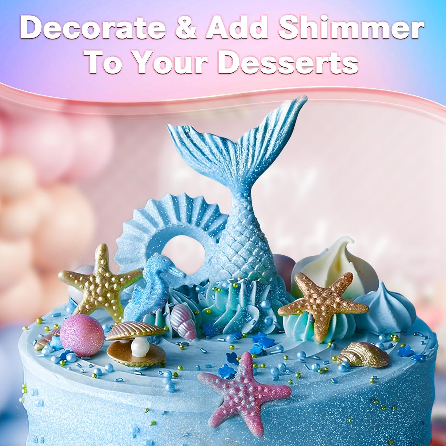 Edible Glitter for Cocktails Cakes Drinks, Rose Gold Edible Glitter, Gold Edible Glitter, Blue Edible Glitter, Purple Edible Glitter, Luster Dust Edible Drink Glitter Spray 4 Colors