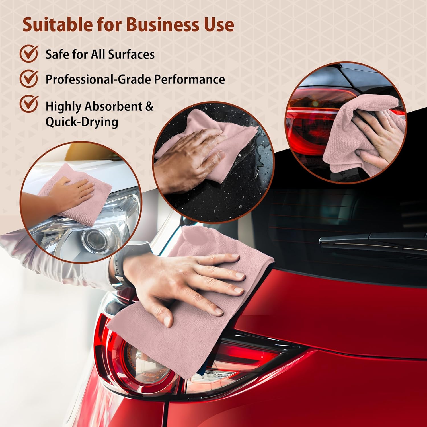 H4N Microfiber Cleaning Cloth Roll, 85 Pack Micro Fiber Wash Cloths for Car, Tear Away Towels, Ultra Absorbent Dish Rags, Non-Abrasive, Reusable and Washable Household Supplies, 11.81" x 11.81", Pink