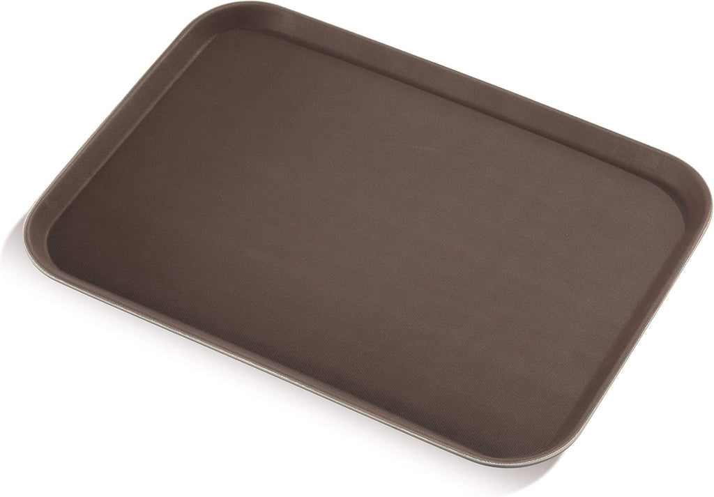 New Star Foodservice Restaurant Grade Non-Slip Tray, Plastic, Rubber Lined, Rectangular (Brown, 16-Inch x 22-Inch)