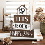 Farmhouse Wooden Tabletop Decor Rustic There's No Place Like Home Table Centerpiece Home Wood Blocks Sign Gifts Farmhouse Tiered Tray Decor for Kitchen Table Shelf Desk Mantel Decoration