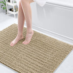 Arotive Luxury Chenille Bathroom Rug Mat, Extra Soft Thick Absorbent Shaggy Bath Rugs, Non-Slip Machine Wash Dry, Plush Bath Mats for Bathroom, Shower and Tub, 44x32, Beige