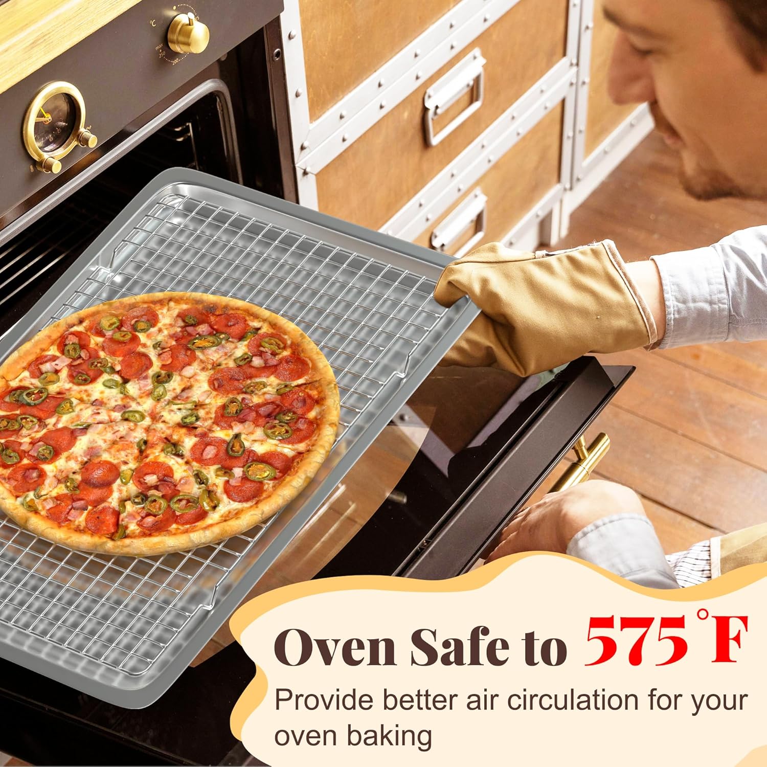 Cooling Racks for Cooking and Baking - 2 PCS 10" x 16" Grid Wire Baking Rack for Oven Cooking, Baking, Grilling, Roasting -Dishwasher Safe Bacon Rack- Fits Half Sheet Cookie Pan