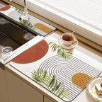 19.5" x 12" Dish Drying Mat & 24" x 5.5" Sink Splash Guard, Super Absorbent Drainer Rack Mat for Kitchen Counter Coffee Bar
