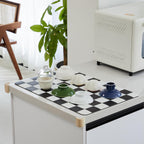 Checkered Dish Drying Mat for Kitchen Counter, Coffee Bar Station Accessories, Retro Cute Aesthetic Modern Absorbent Drainer Mat Kitchen Drying Mat Easy Clean, Black 16" x 24"