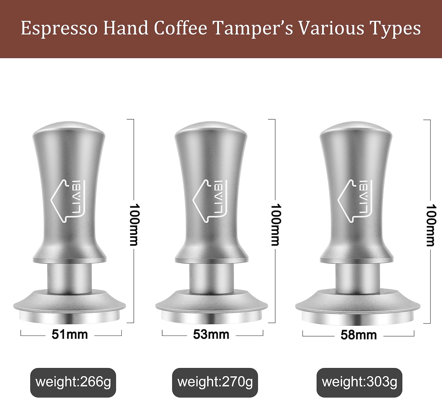 Coffee Tamper 51mm, Espresso Tamper with 2 Spring Loaded Tamper, Barista Coffee Tamper Tools with Aluminum Tamper Stand Holder, 100% Stainless Steel Flat Base Tamper for Espresso Machine(Silver)