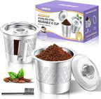 CAPMESSO Reusable K Cups for keurig: Refillable Stainless steel Coffee Pods for Keurig 1.0 Coffee Maker - Upgraded Dual-mesh Coffee Filters for Richer Coffee NO Grit, Eco-Friendly (2 Pack & 3 Rings)