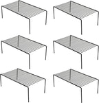 Redrubbit 6 Pack Large (15.7 x 9.4 Inch) Cabinet Storage Shelf Rack, Rustproof Kitchen Counter and Cabinet Shelf, Storage Rack Organizer for Kitchen, Fridge, Bathroom, Black