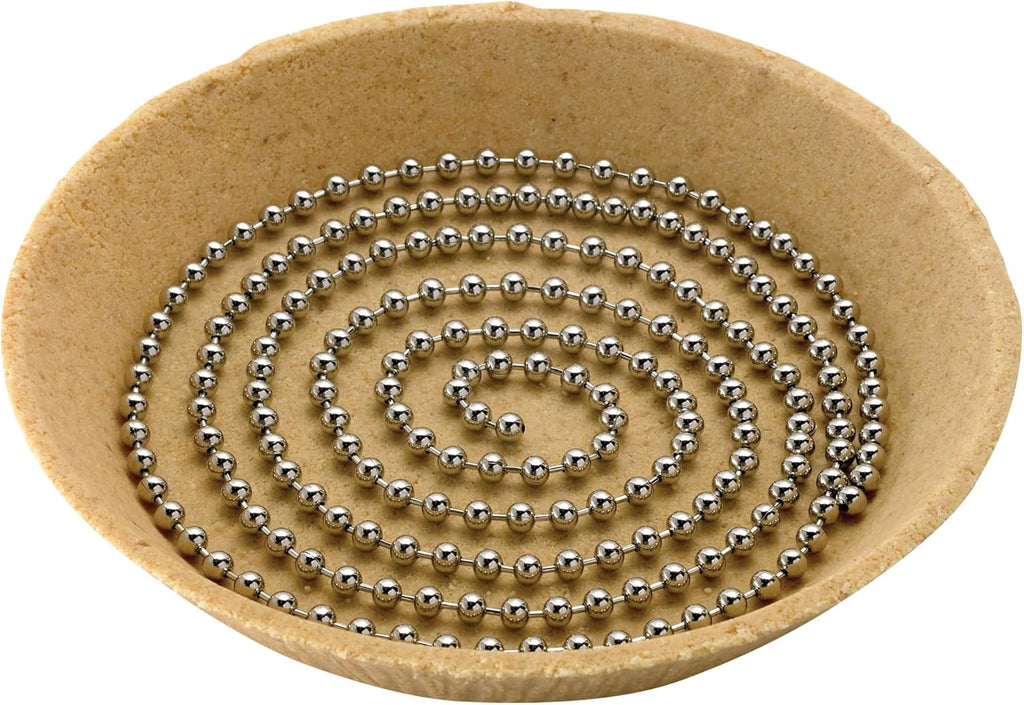 Mrs. Anderson's Baking Pie Weights | Stainless Steel Stoneware Beads for Blind Baking | Heat-Safe, Food-Safe, Easy to Use | Prevents Shrinking, Puffing, Bubbling | Connected Chain Weights