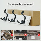 SKOLOO 17-Inch White Wood Coat Rack Wall Mount with 3 Triple Hooks - Ideal for Family Entrances, Classrooms, and Pet Supplies Storage - Perfect Coat Hooks for Wall, Pack of 2