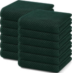 Homaxy 100% Cotton Waffle Weave Kitchen Dish Towels, Ultra Soft Absorbent Quick Drying Cleaning Towel, 13 x 28 Inches, 12-Pack, Blackish Green