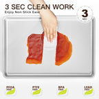 HONGBAKE Baking Sheet Pan Set, Cookie Sheets for Oven, Nonstick Half/Quarter/Jelly Roll Pans with Diamond Texture Pattern, Heavy Duty Cookie Tray, Silver