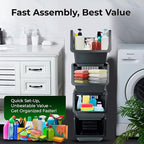 Skywin TidyFriend Small Stackable Storage Bins for Toy Organizer and Storage 4 Pack, Toy Storage Organizer for Kids Room and Home Organization (Black)