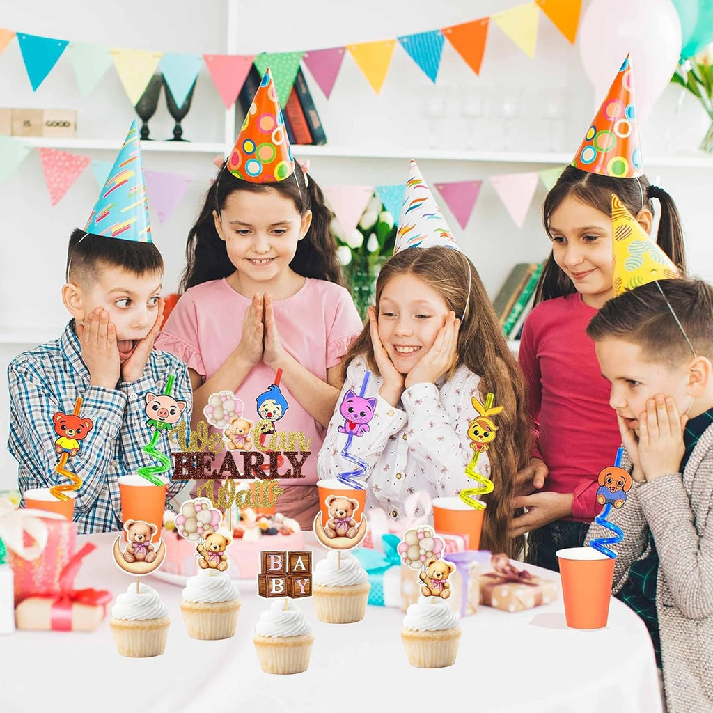 MEMOVAN Bear Baby Shower Cupcake Toppers 25pcs We Can Bearly Wait Cake Cupcake Topper Bear Cake Cupcake Decoration for Baby Girl We Can Bearly Wait Bear Theme Birthday Baby Shower Gender Reveal Party