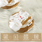 fanquare 2.5 Ounce Demitasse Cup and Saucers, 12 Pieces Ceramic Espresso Cups Set of 6, Brown Marble Pattern Espresso Mugs for Coffee Bar Home