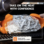 Drip EZ BBQ Grill Mitts - Heat Resistant up to 480°F - Durable Silicone for Grill Oven and Stove - Slip On Multipurpose - Dishwasher Safe