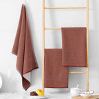 Homaxy Premium Kitchen Towels(18”x 28”, 12 Pack), Large Cotton Kitchen Hand Towels, Flat and Terry Dish Towels, 380 GSM Highly Absorbent Tea Towel Set with Hanging Loop, Rust