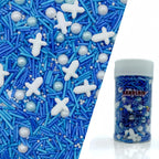 White Cross & Blue Series Sprinkles Edible Toppers Cake Decorating Mixed Size Cake Decorations Cupcake Toppers Cookie Decorating Perfect for Cakes,Cupcakes,Desserts Toppings 3OZ