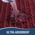 Arotive Luxury Chenille Bathroom Rug Mat, Extra Soft Thick Absorbent Shaggy Bath Rugs, Non-Slip Machine Wash Dry, Plush Bath Mats for Bathroom, Shower and Tub, 44x24, Burgundy