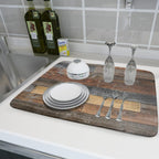 Giwawa Wood Grain Dish Drying Mat for Kitchen Countertop, Rustic Wooden Board Dish Drainer Mats, Vintage Country Style Barnwood Absorbent Reversible Microfiber Dish Drying Pad, 18x24 inch Large