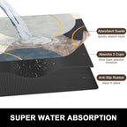 Rnivvi Dish Drying Mat for Kitchen Counter, 16 x 18" Cute Boho Theme Absorbent Heat Resistant Drying Pad with Non-slip Rubber, Coffee Bar Mats for Coffee Machine Dish Rack, Abstract Art Circle