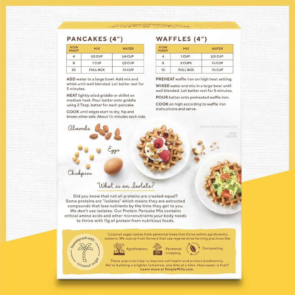 Simple Mills Just Add Water Almond Flour Pancake Mix, Original Protein - Gluten Free, Plant Based, Paleo Friendly, Breakfast, 10.4 Ounce (Pack of 6)