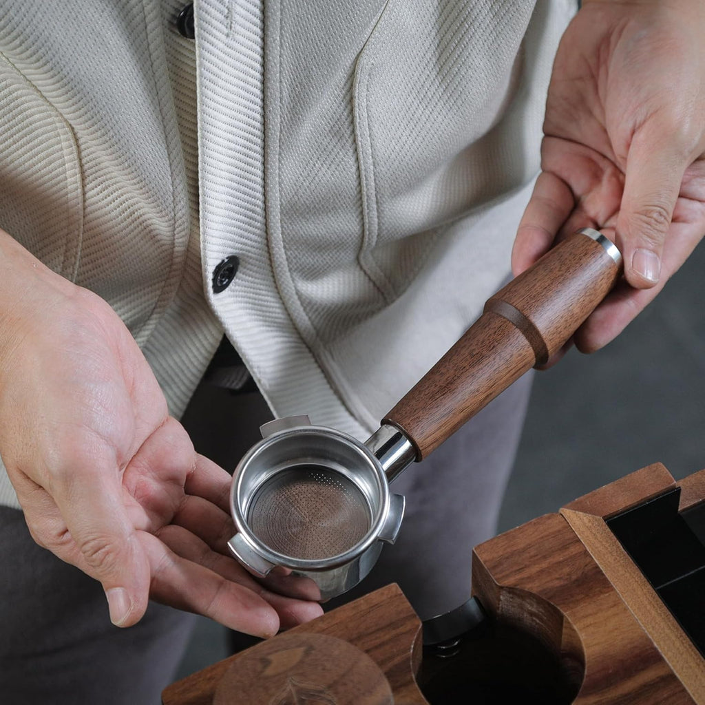 Breville Espresso Machine Accessories Set 54mm Walnut Bottomless Portafilter,Calibrated Tamper, Coffee Distributor, WDT Tool, Espresso Funnel and Filter