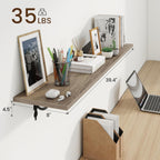 RICHFOCUS Floating Shelves for Wall Decor, 39.4W x 8D Wall Shelves Set of 2, 8 Inch Deep Rustic Wood Shelves Wall Mounted with Brackets, Long Floating Shelves for Living Room Bedroom Kitchen, Grey