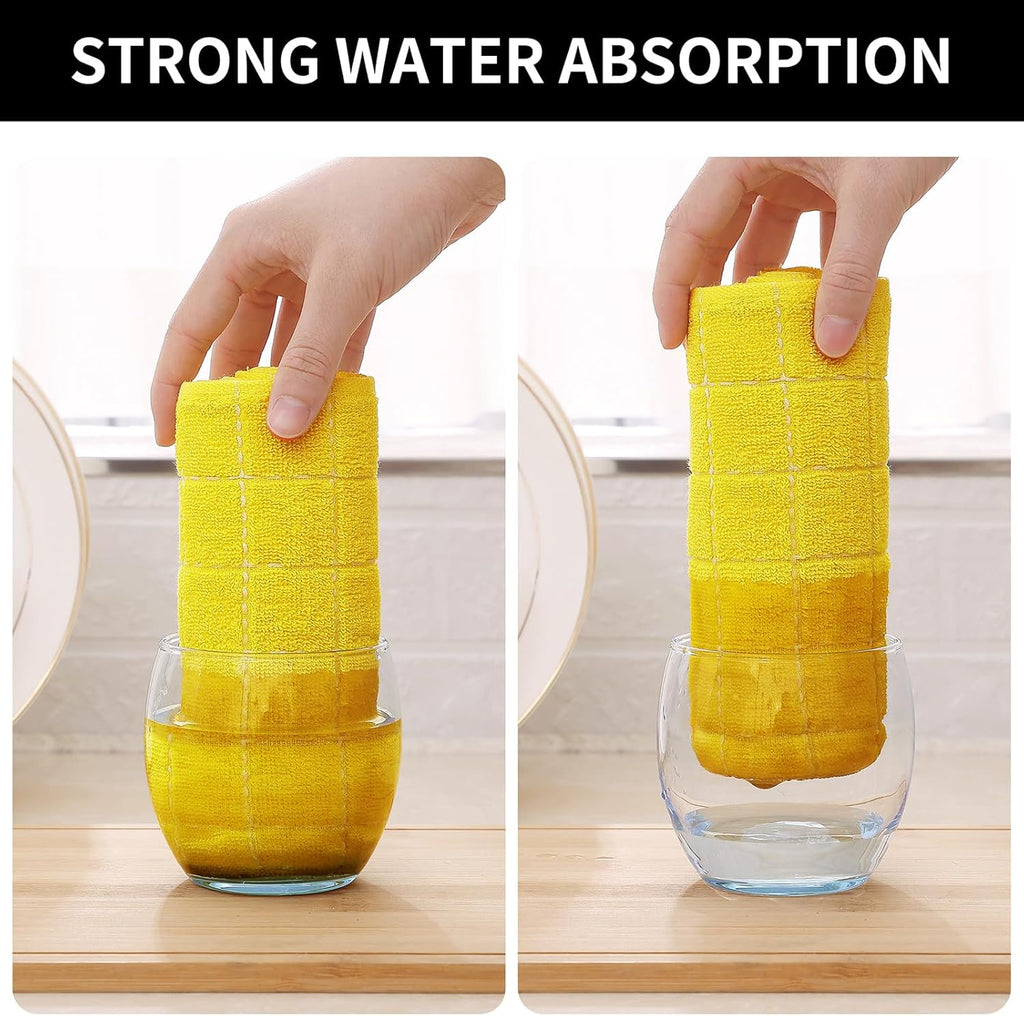 Homaxy 100% Cotton Terry Kitchen Dish Cloths, Ultra Soft and Absorbent Dish Towels for Kitchen, Perfect for Drying and Washing Dishes, 12 Pack, 12 x 12 Inches, Yellow