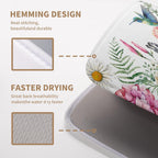 Spring Floral Birds Dish Drying Mat Summer Butterfly Flowers Kitchen Dish Drying Pad Daisy Absorbent Dish Dryer Mat for Kitchen Countertops Microfiber Dishes Drainer Pad (18x24 in)