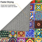 Bohemian Chic Floral Dish Drying Mat, Highly Absorbent Microfiber Kitchen Counter Pad Reusable Washable, 16*18"