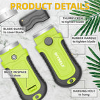 DIYSELF 1 Pack Razor Blade Scraper with 15 Extra Blades, Scraper Tool for Cleaning Window, Paint, Cooktop, Oven, Glass Stove Top Scraper, Razor Scraper with Buit-In Blade Storage (Green)