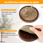 Mckanti 6 Pack Wood Coasters for Drinks with Cotton Coasters Insert, Wooden Coasters with Holder for Coffee Table Decor, Absorbent Coasters for Kinds of Cups, 4.3 Inches