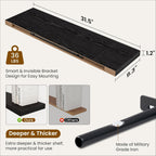 Fun Memories Floating Shelves for Wall, 32 Inch Rustic Wood Wall Mounted Shelves for Bathroom, Bedroom, Kitchen, Living Room, Deep Floating Shelves for Storage & Home Decor (Black, Set of 2)