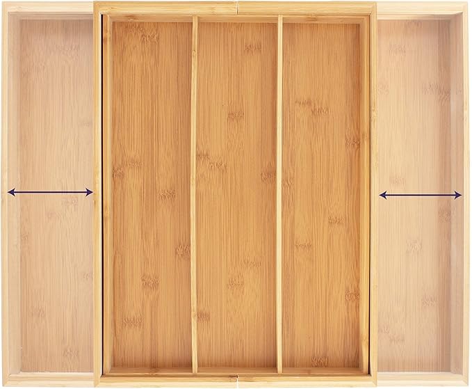 Totally Bamboo Expandable 5-Compartment Drawer Organizer, Expands from 13 to 22" Wide