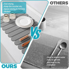 Extral Large Quick Dry Stone Drying Mat for Kitchen Counter,28"(L)x16"(W) Collapsible Eco-Friendly Absorbent Diatomaceous Earth Mat for Dishes Cups,Dish Drying Mats (Medium gray-Ellipse, 28x16 inch)