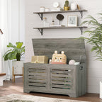 DINZI LVJ Long Wall Shelves, 39.4Inch Wall Mounted Shelves Set of 2, Easy-to-Install, Wall Storage Ledges with Sturdy Metal Brackets for Living Room, Bathroom, Bedroom, Kitchen, Grey Wash