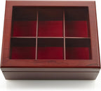 Tea Box - Luxury Wooden Tea Bag Organizer from The Apace Premier Collection - 6 Compartment Tea Storage Chest Container - Elegantly Handmade w/Scratch Resistant Window