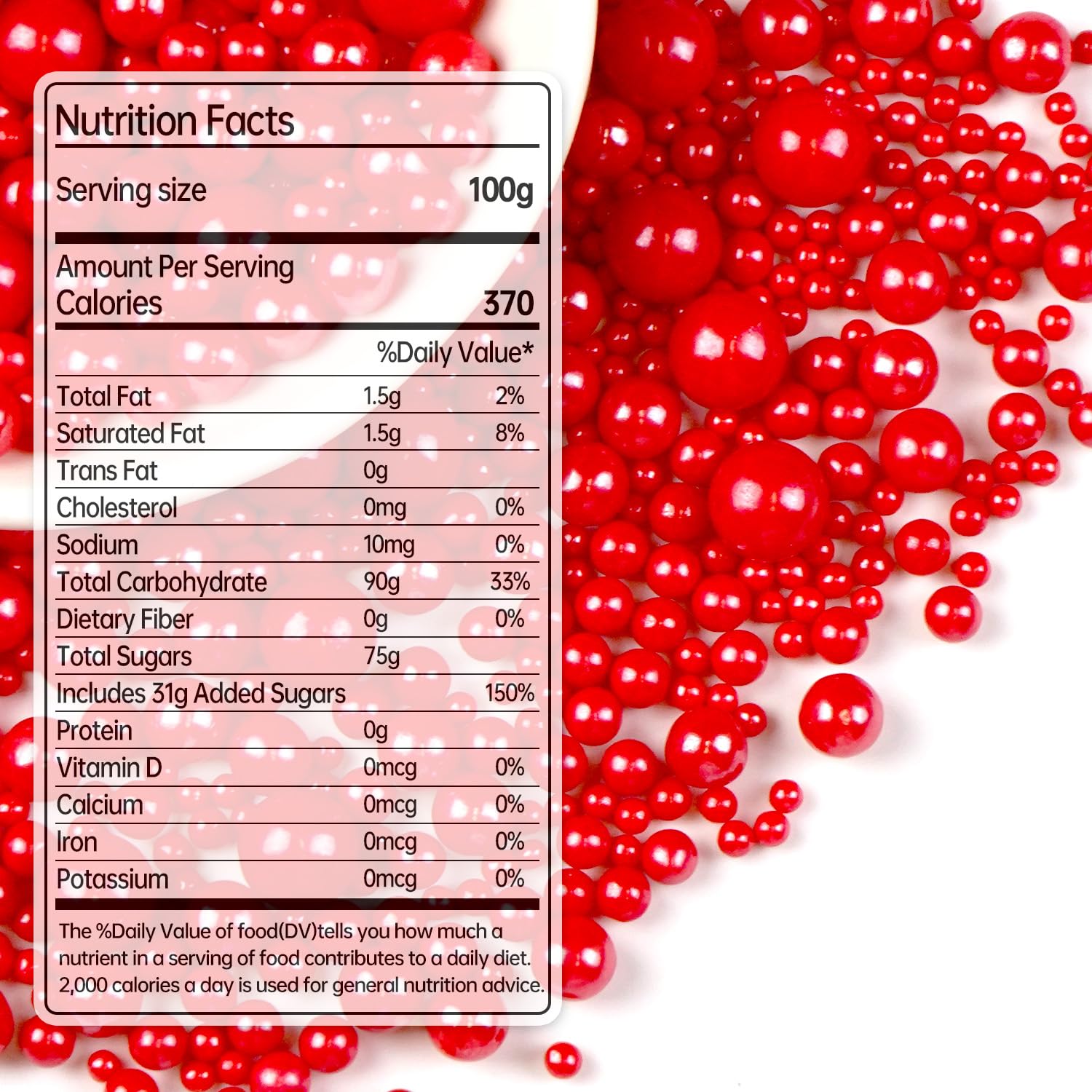 Red Pearl Sugar Sprinkles for Cake Decorating, Mix Size, Edible Candy Pearls Cupcake Toppers, Baking Edible Cake Decorations for Kid's Birthday Christmas Wedding Party, 150g/5.29oz