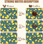 Yellow Lemon and Leaves Coffee Mat Absorbent Dish Drying Mat for Kitchen Counter Hide Stain Rubber Backed Coffee Bar Accessories Fit Under Espresso Machine 15.7 x 23.6 Inch