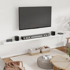 Heimlove 55 Inch Floating Shelves for Wall 8 Inch Deep White Shelves Set of 2,Wall Mounted Rustic Wood Long Floating Shelf，Large Extra Display & Storage Shelf with Invisible Brackets