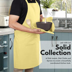 Native Fab 4 Piece Set - 2 Oven Mitts & 2 Potholders, Heat Resistant, 100% Cotton, Quilted Design, Non-Slip Grip, Machine Washable, Ideal for Baking, Cooking, BBQ, Kitchen Protection - Pale Yellow